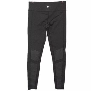 Alo Yoga Size Medium Low Waist Grey Moto Legging Athletic Textured Mesh Pant